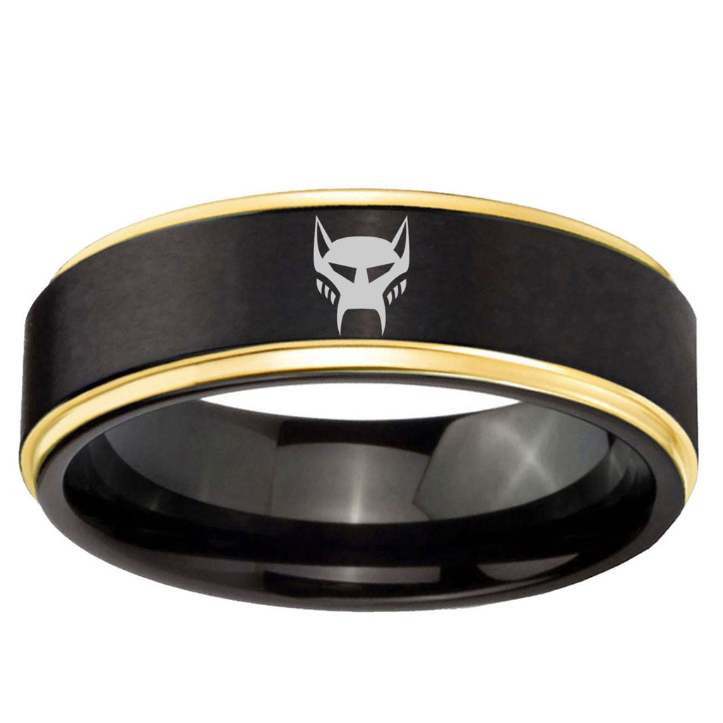 6mm Transformers Maximal Gold Step Edge Black Tungsten Ring