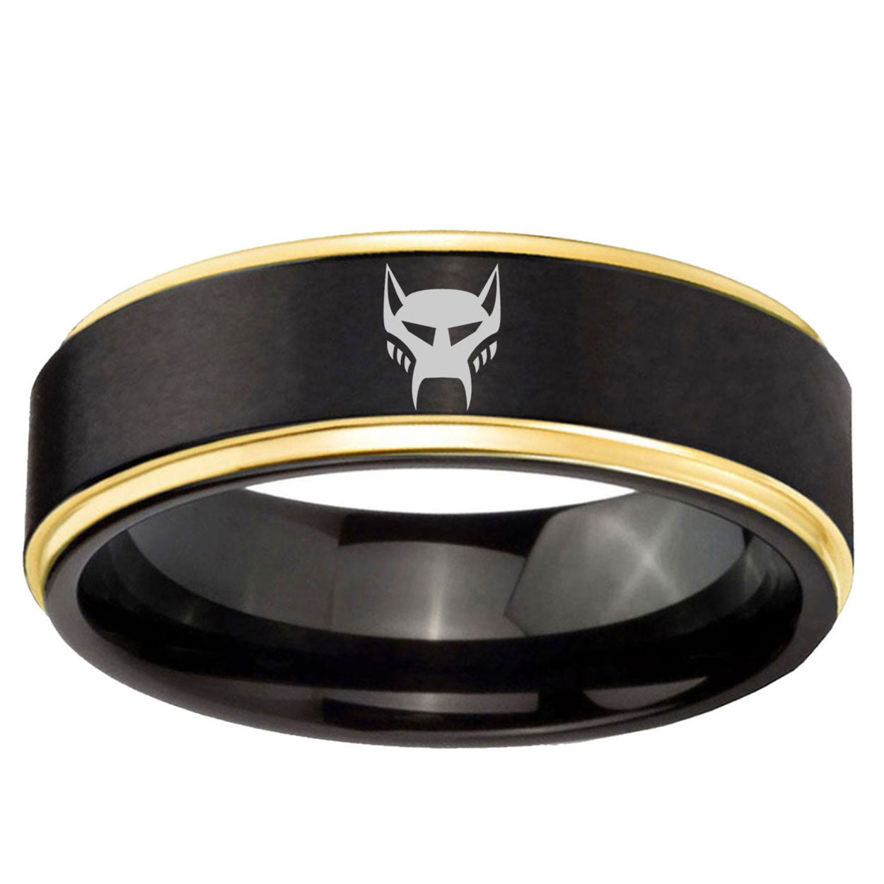 6mm Transformers Maximal Gold Step Edge Black Tungsten Ring