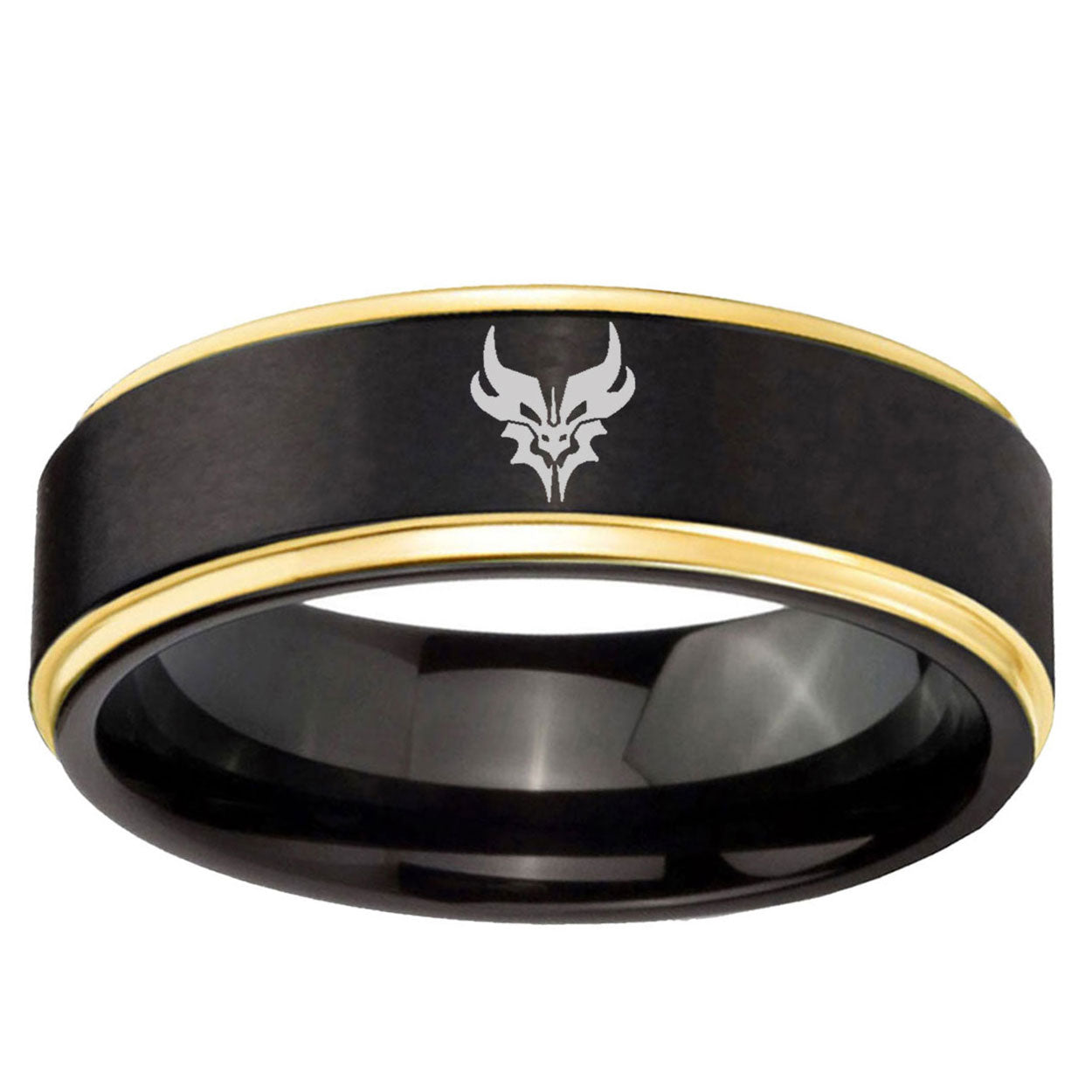 6mm Transformers Shatterback Gold Step Edge Black Tungsten Ring