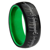 8mm Lord Of The Rings Dome Black Green Tungsten Mens Bands
