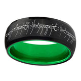 8mm Lord Of The Rings Dome Black Green Tungsten Mens Bands