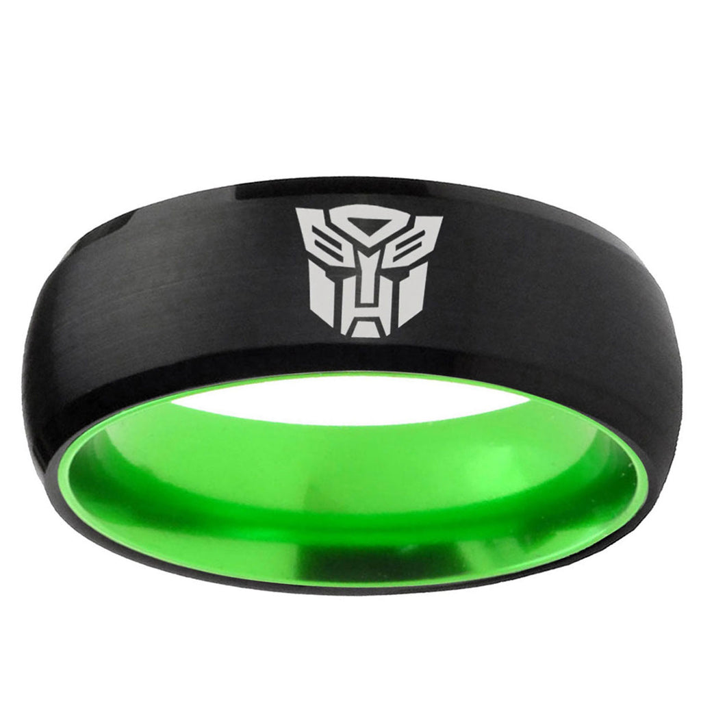 Transformers Autobot Dome Black Green Wedding Ring For Guys