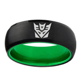 8mm Decepticon Transformers Dome Black Green Wedding Rings Male