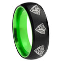 8mm Multiple CTR Dome Black Green Tungsten Mens Promise Ring