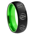 8mm Atheist Design Dome Black Green Tungsten Engagement Ring