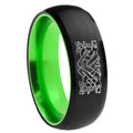 8mm Celtic Dog Dome Black And Green Tungsten Men's Wedding Ring