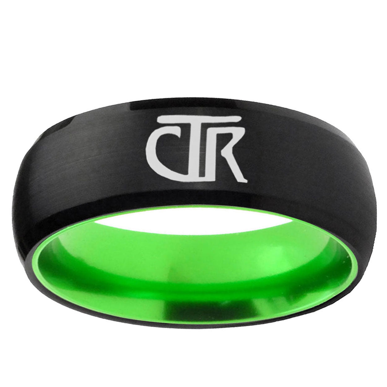 CTR Dome Black Green Tungsten Carbide Wedding Ring Male