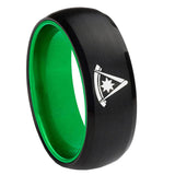 8mm Freemason Masonic Dome Black Green Tungsten Rings For Her