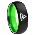 8mm Freemason Masonic Dome Black Green Tungsten Ring For Her