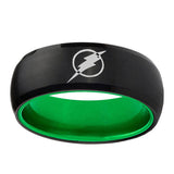 8mm Flash Dome Black Green Wedding Rings For Guys