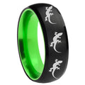 8mm Multiple Lizard Dome Black And Green Tungsten Wedding Band