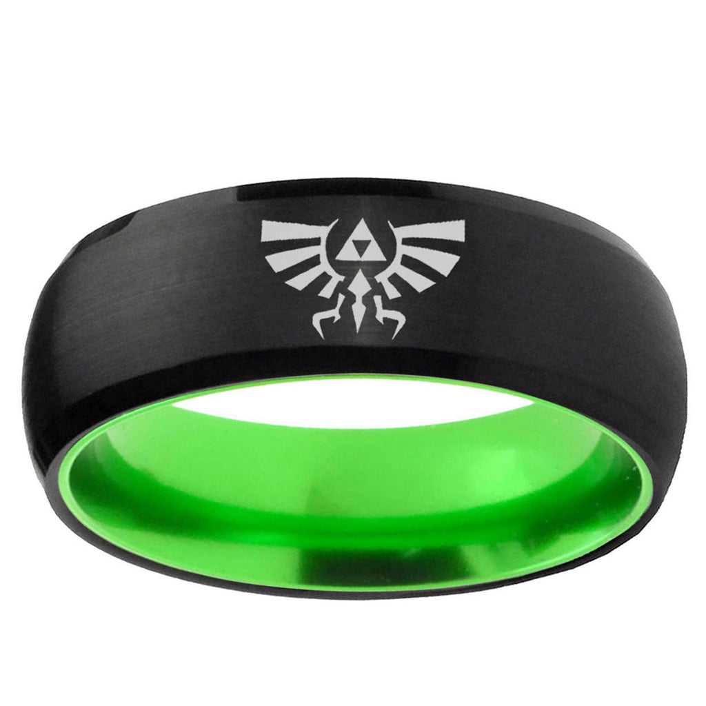 Zelda Skyward Sword Dome Black Green Tungsten Ring