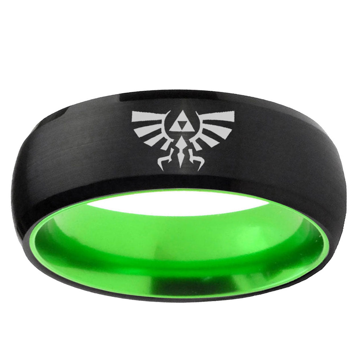 Zelda Skyward Sword Dome Black Green Tungsten Ring