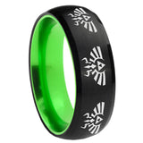 8mm Multiple Zelda Skyward Sword Dome Black And Green Tungsten Bands Ring