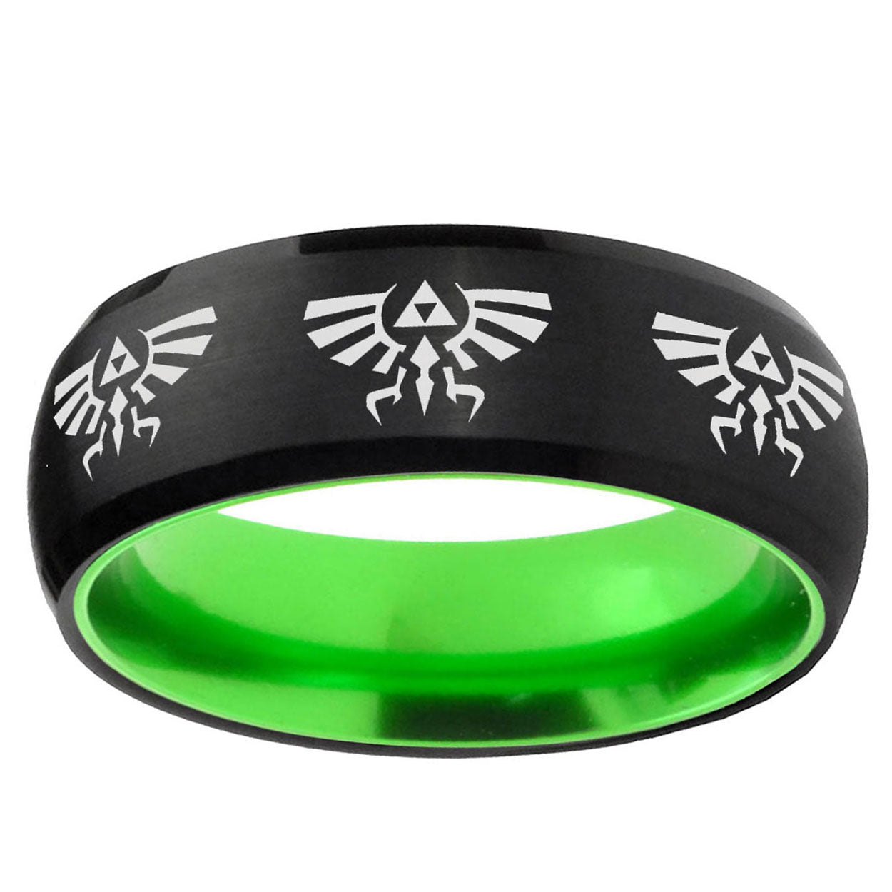 Multiple Zelda Skyward Sword Dome Black Green Tungsten Band
