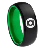 8mm Green Lantern Dome Black Green Wedding Rings Male