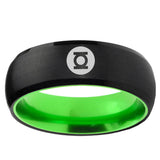 8mm Green Lantern Dome Black Green Wedding Rings Male