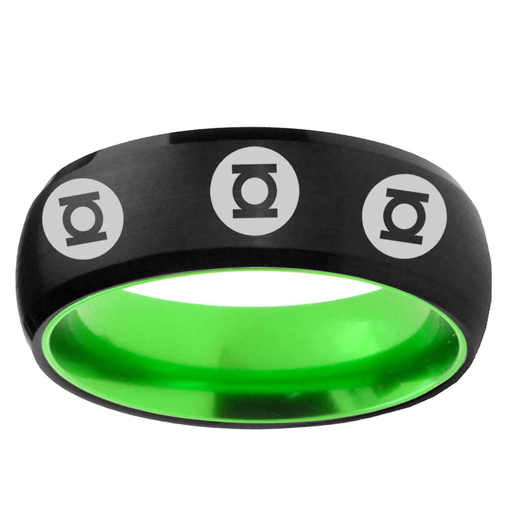 Multiple Green Lantern Dome Black Green Unique Men Ring