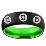 Multiple Green Lantern Dome Black And Green Unique Men Wedding Ring