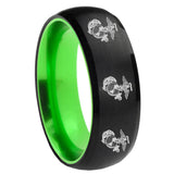 8mm Multiple Marine Dome Black And Green Tungsten Wedding Engagement Ring