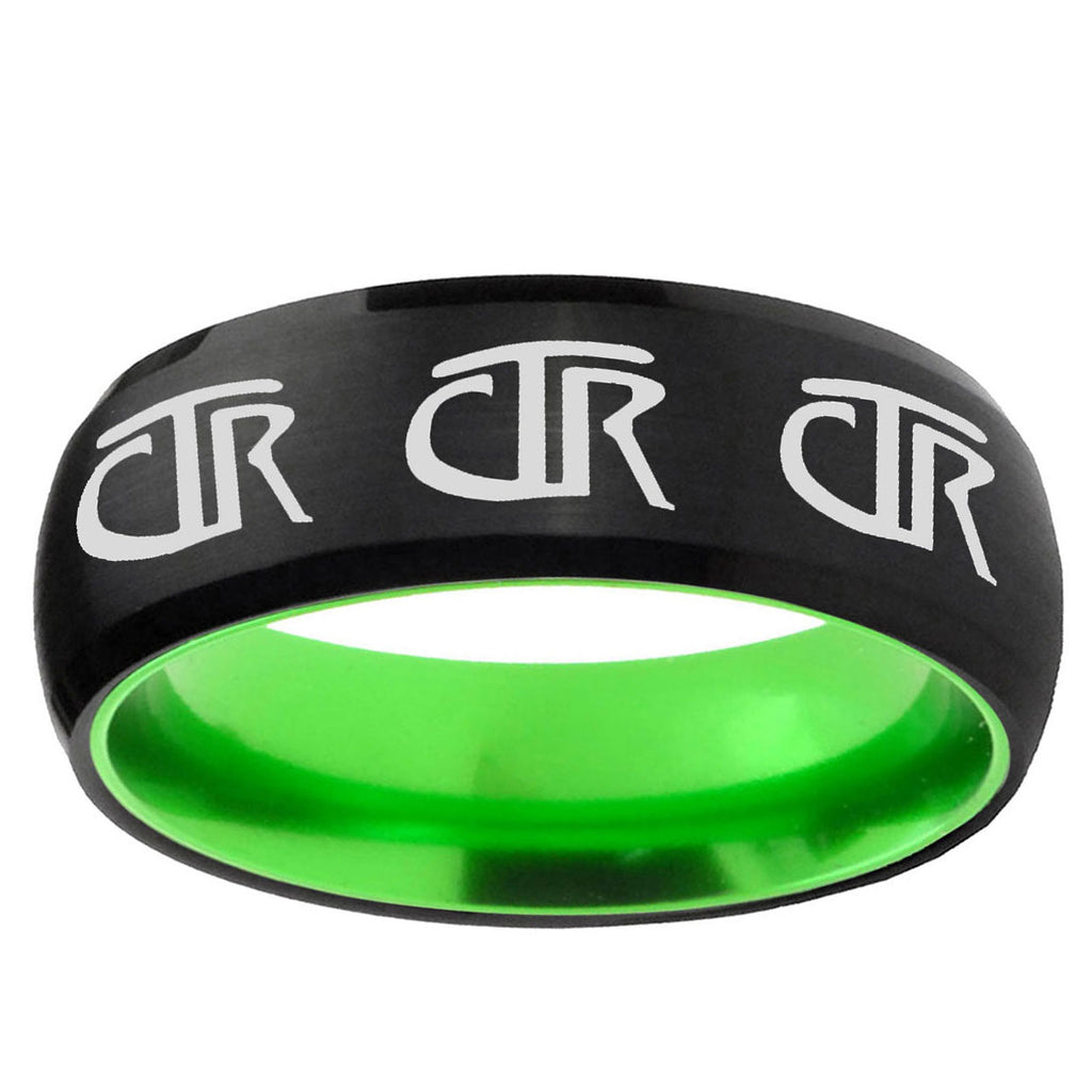 Multiple CTR Dome Black Green Tungsten Mens Promise Ring