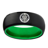 8mm U.S. Army Dome Black Green Tungsten Engagement Rings