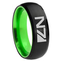 8mm N7 Design Dome Black And Green Tungsten Wedding Ring