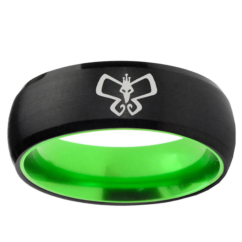 Monarch Dome Black And Green Tungsten Men's Ring Engraved
