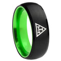 8mm Masonic Triple Dome Black Green Tungsten Ring Personalized