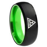 8mm Masonic Triple Dome Black And Green Tungsten Men's Ring Personalized