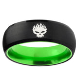 Offspring Dome Black And Green Tungsten Carbide Men's Wedding Band