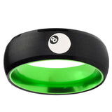 8 Ball Dome Black And Green Tungsten Carbide Wedding Engraving Ring