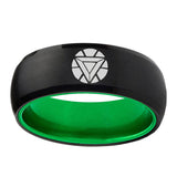 8mm Iron Man Art Reactor Dome Black Green Tungsten Mens Bands