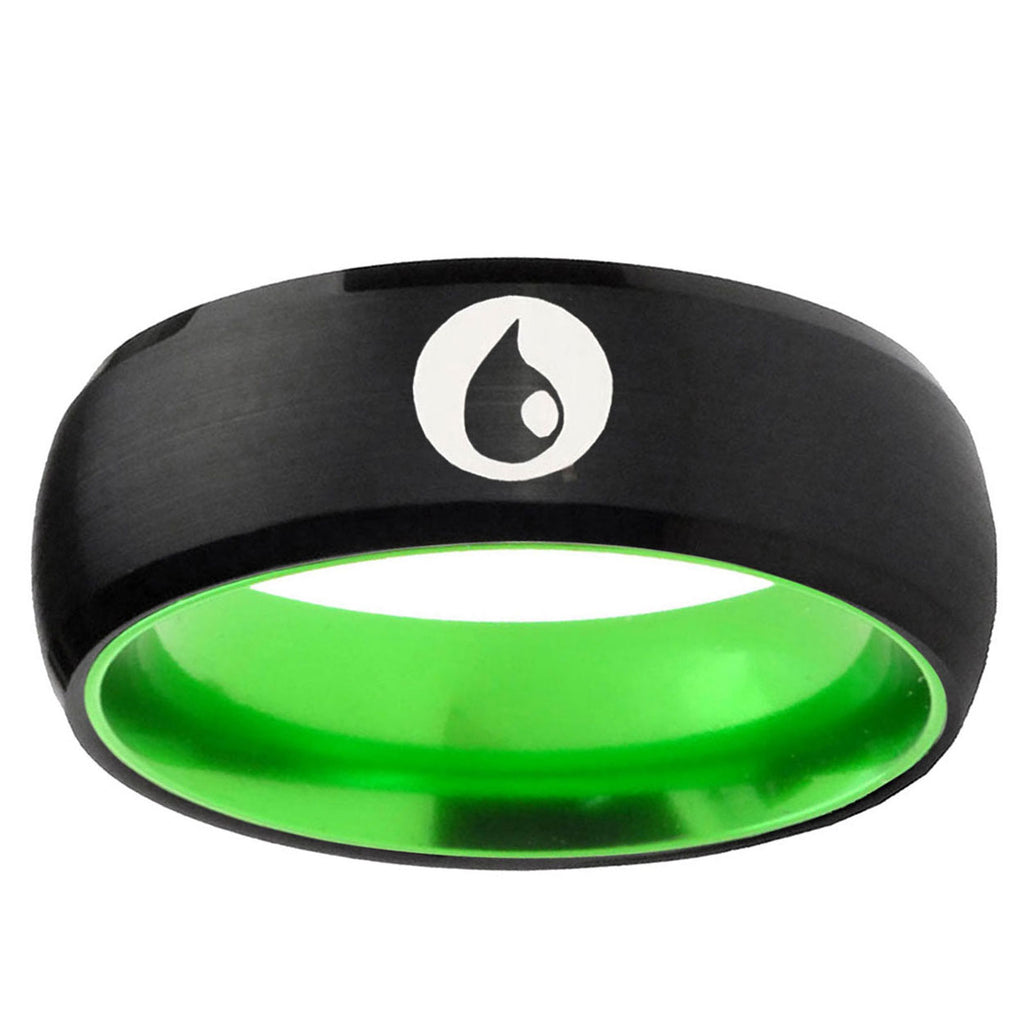 Magic Gathering Dome Black Green Tungsten Mens Ring