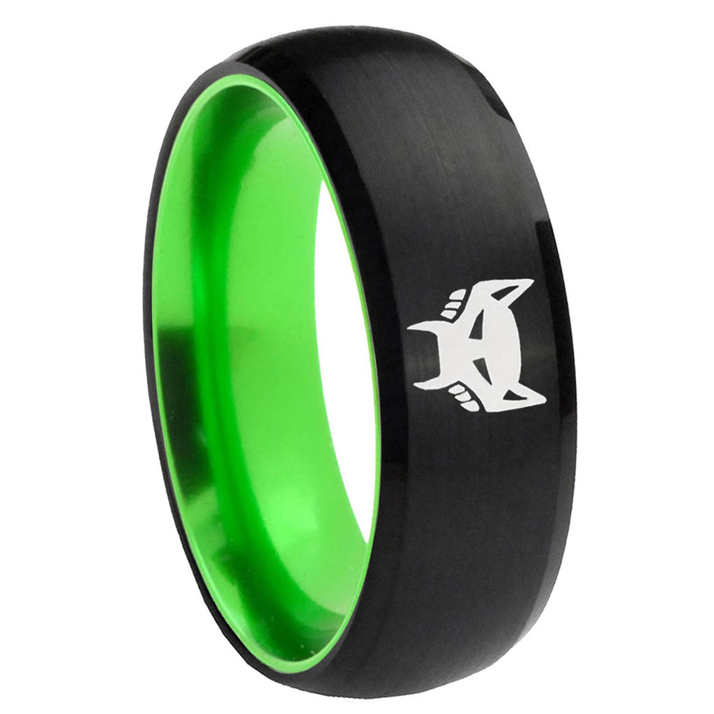 8mm Maximal Dome Black And Green Tungsten Men's Engagement Ring