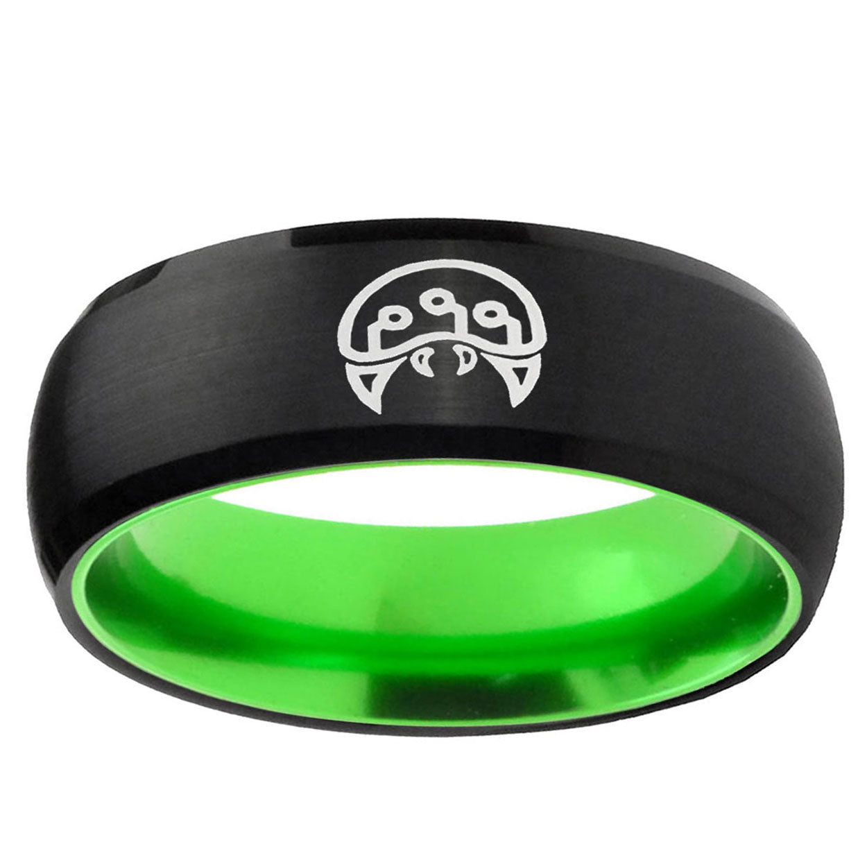 Metroid Dome Black And Green Tungsten Men's Engagement Ring