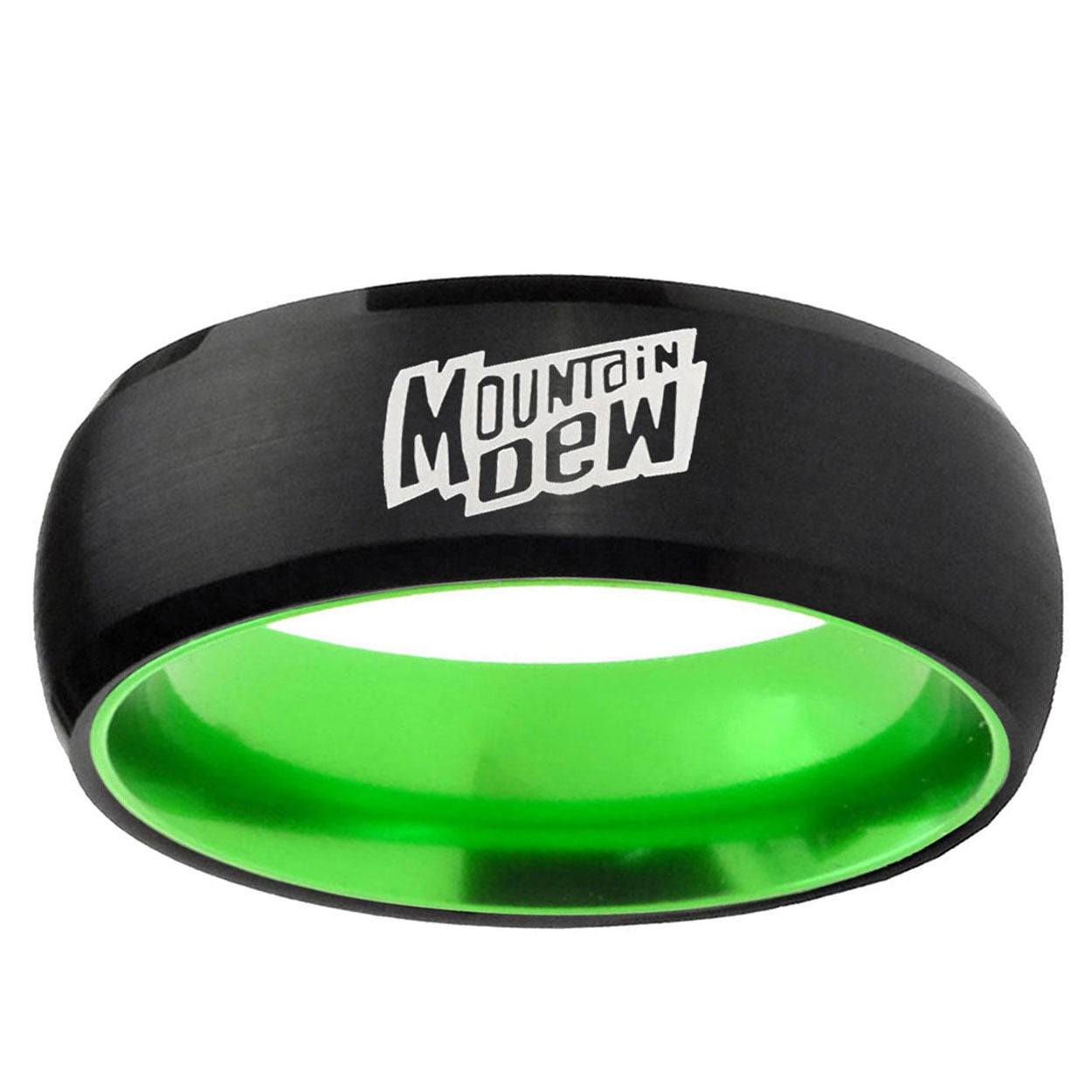 Mountain Dew Dome Black Green Tungsten Mens Promise Ring