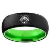 Wolf Dome Black And Green Tungsten Carbide Bands Ring