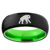 Chimpanzee Dome Black And Green Tungsten Custom Ring