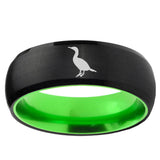 Cormorant Dome Black And Green Tungsten Wedding Band Ring