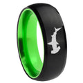 8mm Hammerhead Shark Dome Black And Green Tungsten Ring