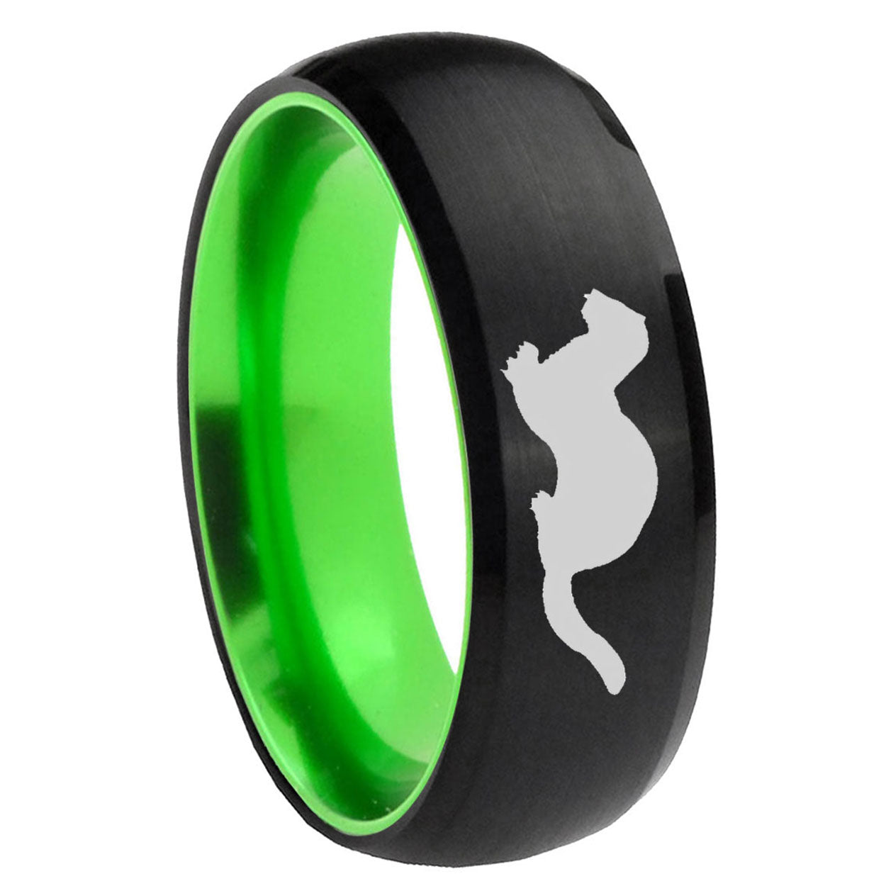 8mm Otter Dome Black And Green Tungsten Men's Wedding Ring