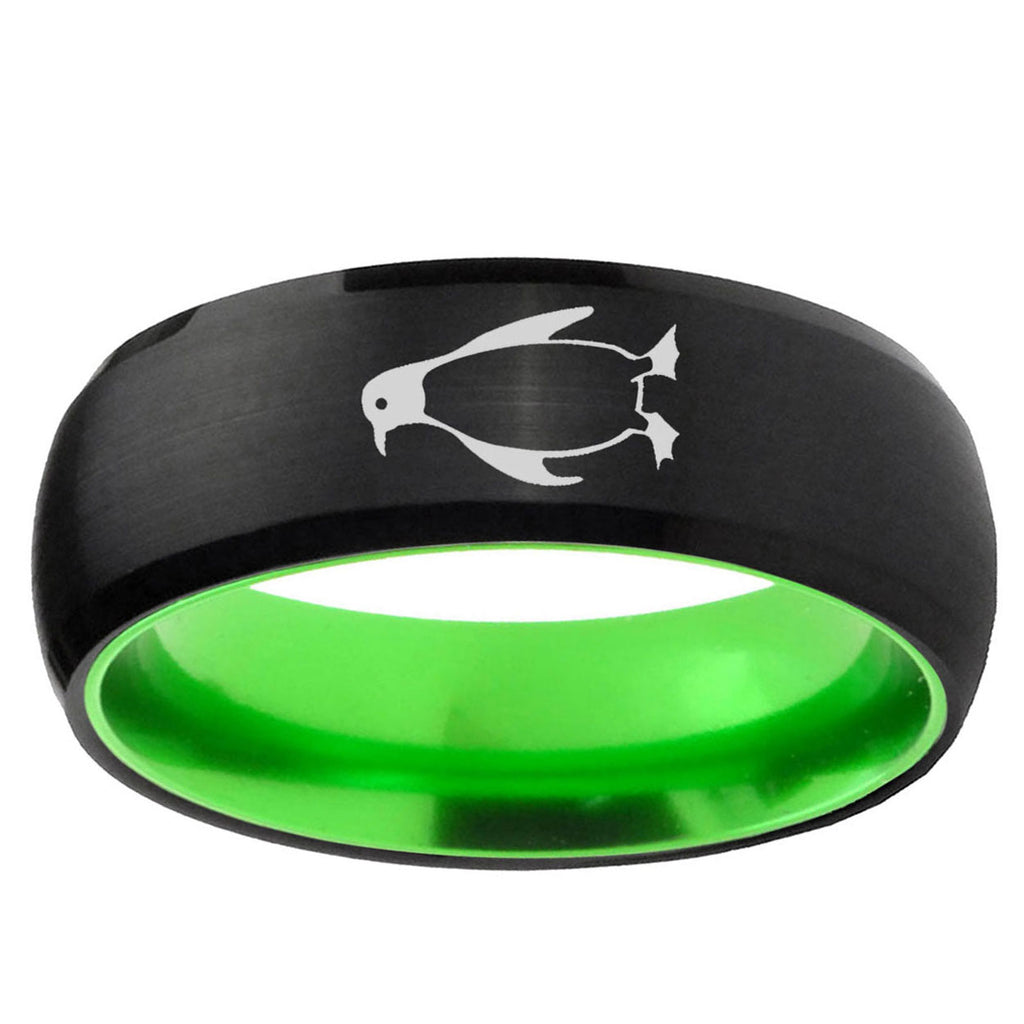 Penguin Dome Black And Green Tungsten Engagement Ring