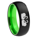 8mm Swans Design Dome Black And Green Tungsten Wedding Ring