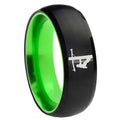 8mm Lineman Symbol Dome Black Green Tungsten Mens Bands