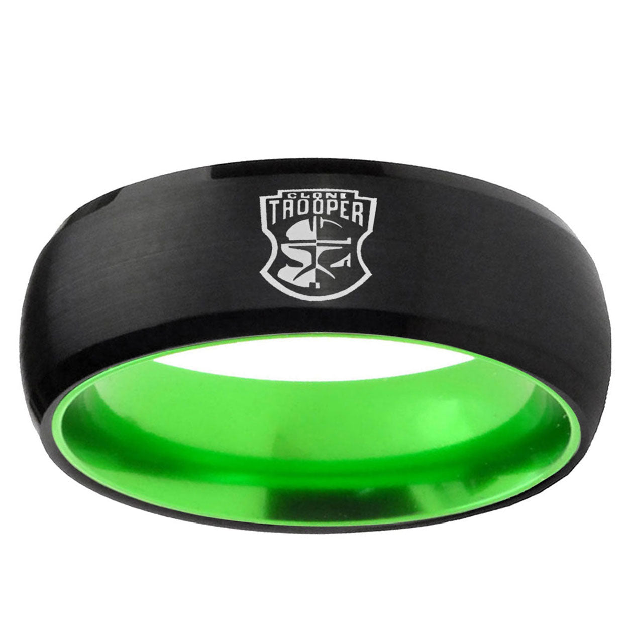 Clone Trooper Dome Black And Green Tungsten Men's Ring