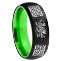 8mm Multiple Dragon Celtic Dome Black Green Tungsten Ring