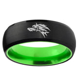 Wolf Dome Black And Green Tungsten Engagement Band