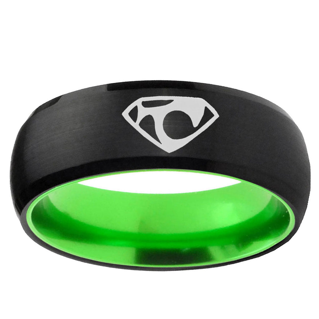 House of Van Dome Black Green Tungsten Wedding Ring
