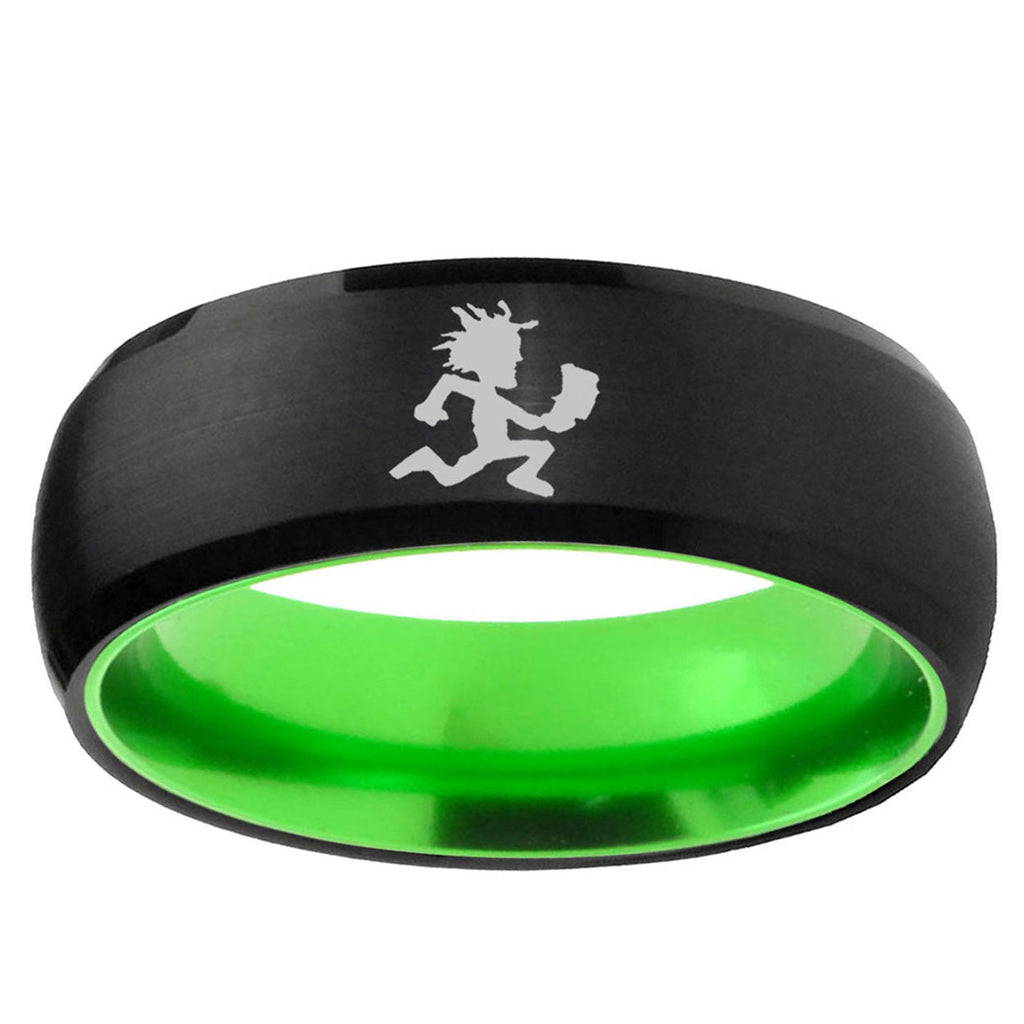 Hatchet Man Dome Black Green Comfort Fit Mens Wedding Band